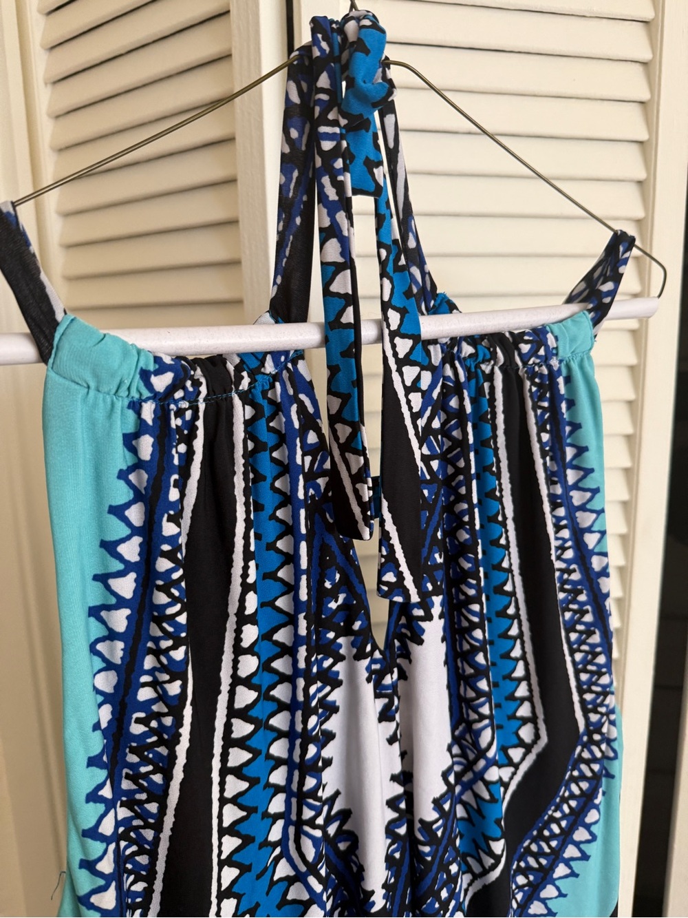 Back-Tie Maxi Dress Size 2X Emma & Michele Geometric Blues - Picture 4 of 13